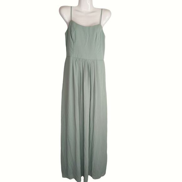 DB Studio‎ Celebrate Womens Smocked Scoop Neck Maxi Dress Dusty Sage Size 10 NWT - Picture 1 of 12